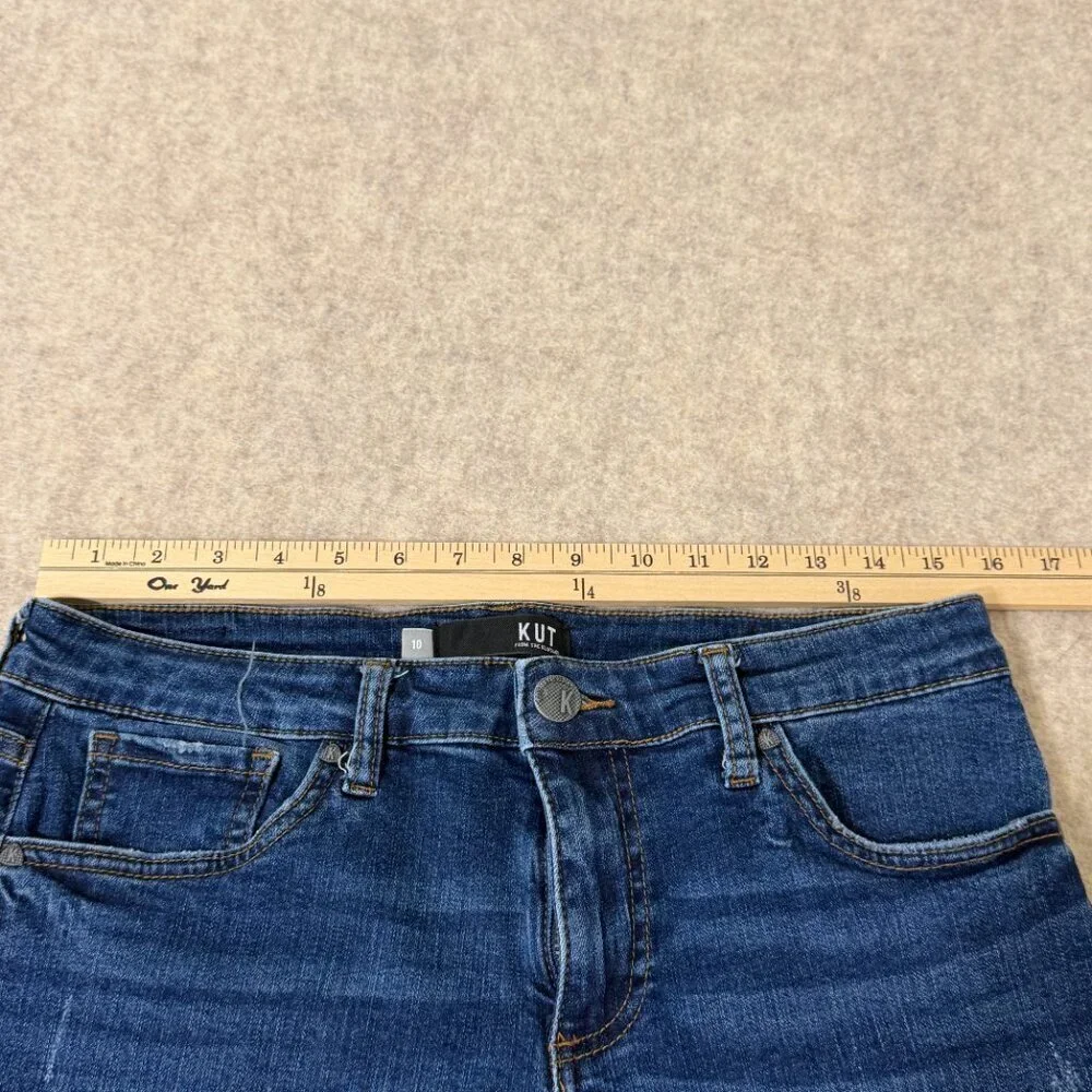 KUT From The Kloth Denim Shorts Size 10 Distressed Cuffed Stretch - Picture 15 of 15